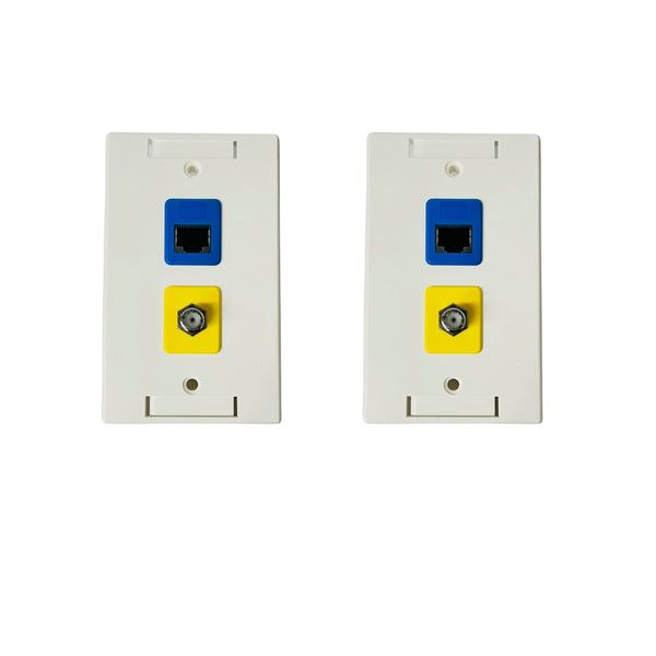RJ-EC-04 Ethernet coax Wall Plate, Cat6 Blue Keystone Jack - R.J. Enterprises